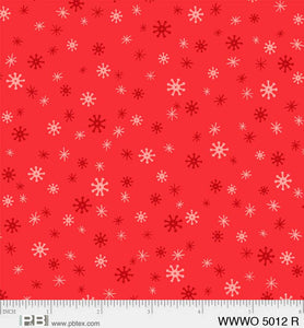 P&B Textiles - Wheeling Winter Wonderland - Snow Red - 1/2 YARD CUT