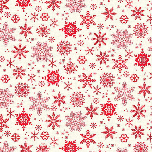 Andover Prints - Scandi - Snowflakes Red - 1/2 YARD CUT
