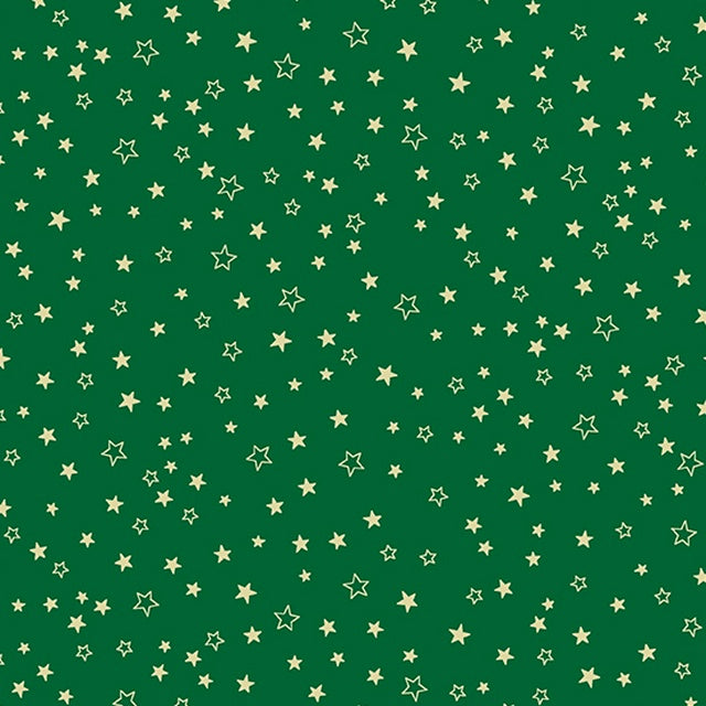 Andover Prints - Santa's Christmas - Green Stars - 1/2 YARD CUT