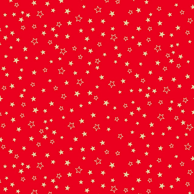 Andover Prints - Santa's Christmas - Red Stars - 1/2 YARD CUT