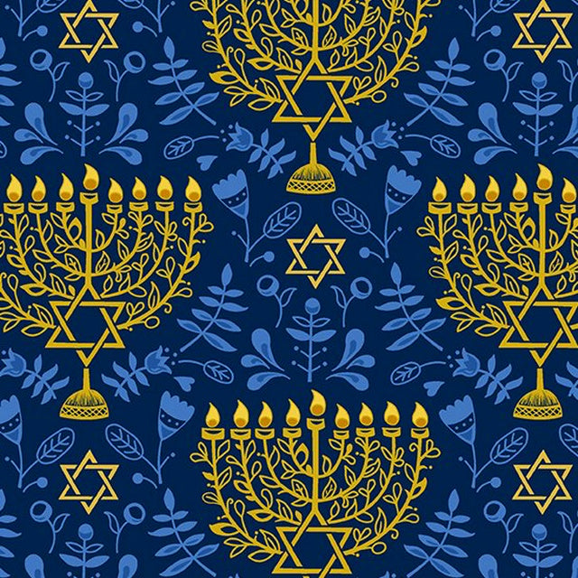 Andover Prints - Festival of Lights - Menorah - 1/2 YARD CUT