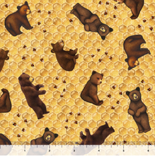 Load image into Gallery viewer, QT Fabrics - Sweet as Honey - Bear and Honeycomb Toss - 1/2 YARD CUT

