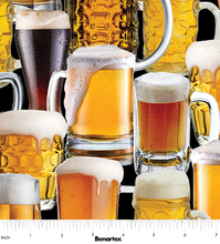 Load image into Gallery viewer, Benartex - Ale House - Beer Mugs Amber - 1/2 YARD CUT
