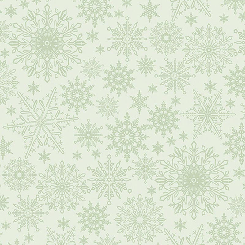 Benartex - A Festive Season - Snowflakes Lt Green - 1/2 YARD CUT