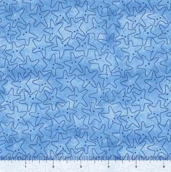 QT Fabrics - Under the Sea - Starfish Blender Blue - 1/2 YARD CUT