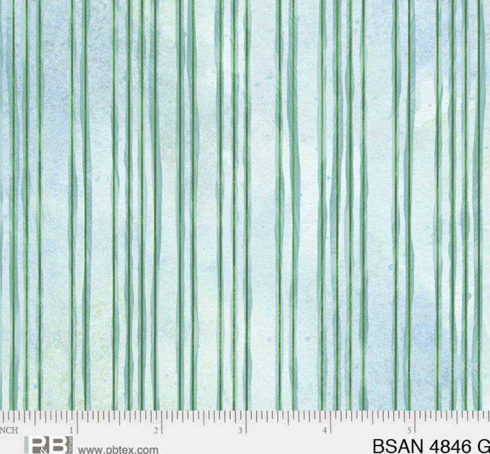 P&B Textiles - Small Stripe Green - 1/2 YARD CUT