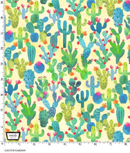 Load image into Gallery viewer, blue green yellow pink red orange cactus garden cacti succulents desert la vida loca Michael miller fabrics

