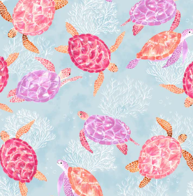 Dashwood Studio - Coral Coast Sea Turtles - 1/2 YARD CUT