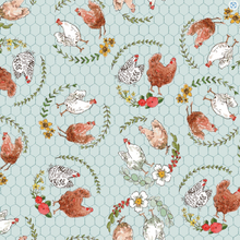 Load image into Gallery viewer, 3 Wishes - Cottontail Farm - Chickens on a Wire - 1/2 YARD CUT
