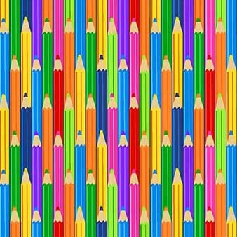 Michael Miller - Back to School - Colored Pencils - 1/2 YARD CUT