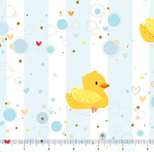 QT Fabrics - Darling Duckies - Rubber Duckies Stripe - 1/2 YARD CUT