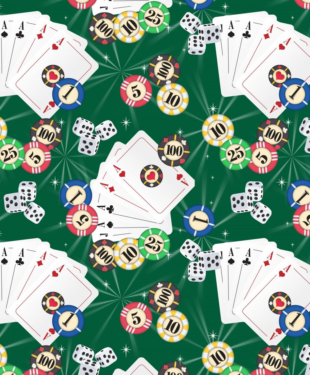 David's Textiles - Casino Fun! - Poker Game - 1/2 YARD CUT