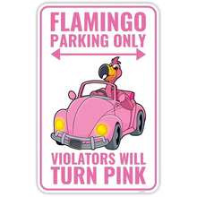 Load image into Gallery viewer, Flamingo Parking Only Metal Sign
