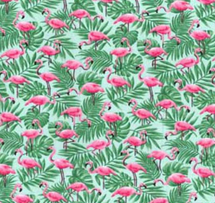 Fabric Traditions - Flamingos in Palm Leaves - 1/2 YARD CUT