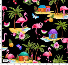 Load image into Gallery viewer, Michael Miller - Greetings From - Pink Flamingos - 1/2 YARD CUT
