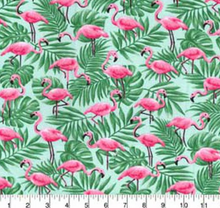 Load image into Gallery viewer, Fabric Traditions - Flamingos in Palm Leaves - 1/2 YARD CUT
