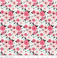Load image into Gallery viewer, Riley Blake - Glam Girl - Floral White Sparkle Metallic - 1/2 YARD CUT

