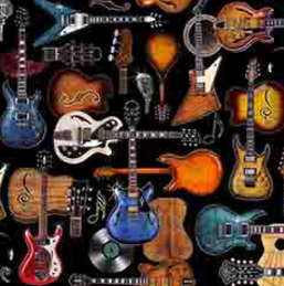 QT Fabrics - Rock n Roll Fantasy - Guitars - 1/2 YARD CUT