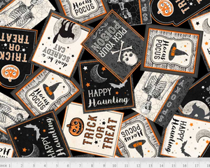 P&B Textiles - Happy Haunting - Tossed Patches - 1/2 YARD CUT
