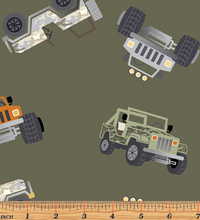 Load image into Gallery viewer, Benartex - Safari Adventure - Adventure Vehicle Army Green - 1/2 YARD CUT
