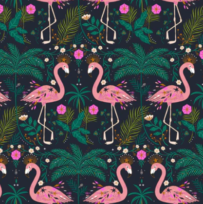 Dashwood Studio - Jungle Luxe Flamingos - 1/2 YARD CUT