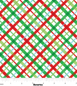 Benartex - Happy Llamadays - Holiday Plaid White - 1/2 YARD CUT