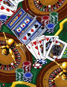 Timeless Treasures - Green Casino Tables - 1/2 YARD CUT