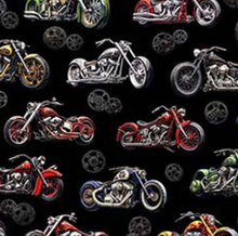 Load image into Gallery viewer, QT Fabrics - Heavy Metal - Motorcycles - 1/2 YARD CUT
