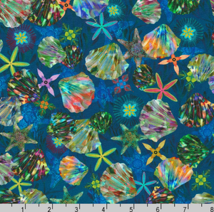 Robert Kaufman - Oceanica - Shells Navy - 1/2 YARD CUT