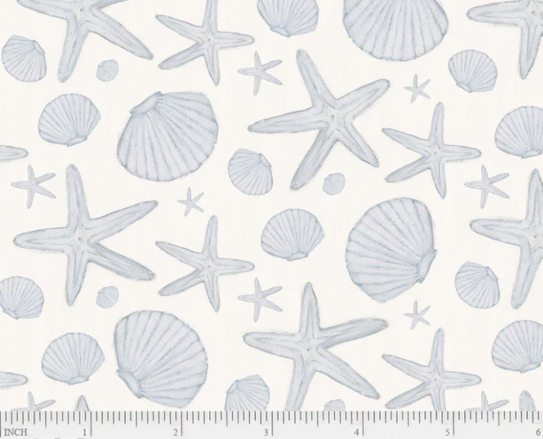 P&B Textiles - Beach Time - Shells Light Blue - 1/2 YARD CUT