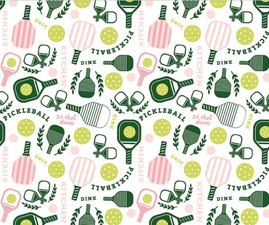 Riley Blake - Pickleball - Main White - 1/2 YARD CUT