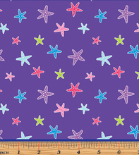 Load image into Gallery viewer, Benartex - Mystical Mermaids - Magical Starfish Purple - 1/2 YARD CUT
