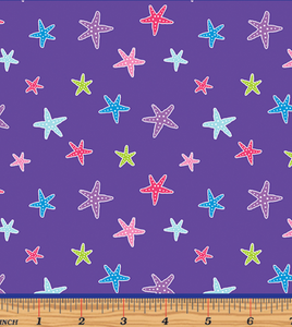 Benartex - Mystical Mermaids - Magical Starfish Purple - 1/2 YARD CUT