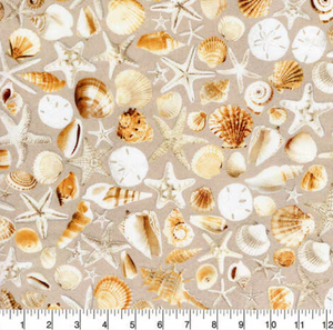 Hi Fashion - Seashells in the Sand - 1/2 YARD CUT