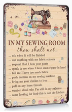 Load image into Gallery viewer, Rules for My Sewing Room Metal Sign
