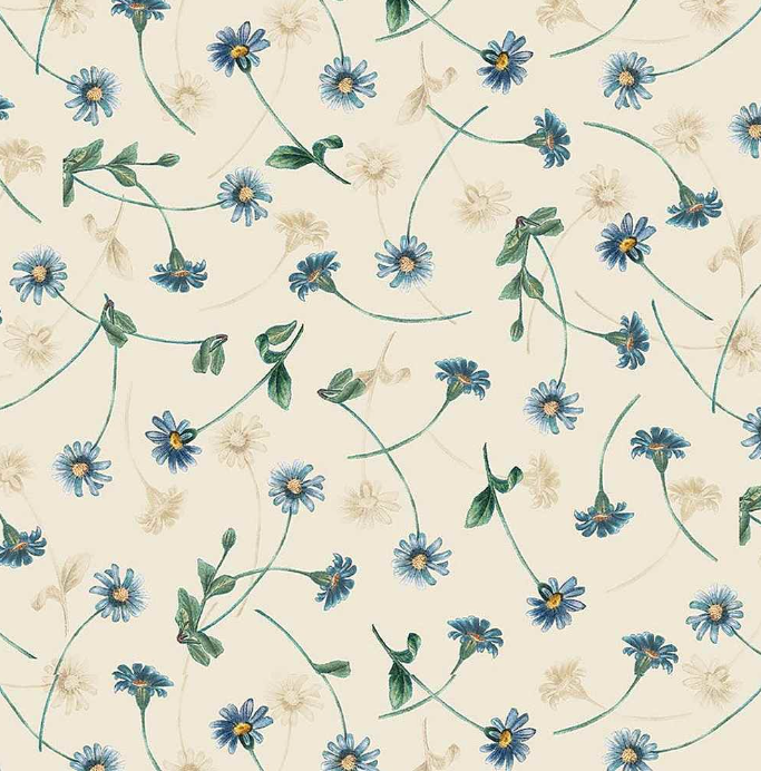 Timeless Treasures - Dragonfly Garden - Small Falling Vintage Flowers - 1/2 YARD CUT