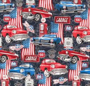 Fabric Traditions - Car Travel Americana - 1/2 YARD CUT