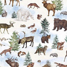Load image into Gallery viewer, QT Fabrics - Winterhaven - Woodland Animal Toss - 1/2 YARD CUT
