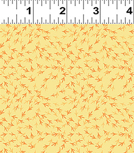 Clothworks - Cluck Cluck Bloom - Chicken Tracks Yellow - 1/2 YARD CUT