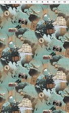 Load image into Gallery viewer, Clothworks - Explore - World Map Light Teal - 1/2 YARD CUT
