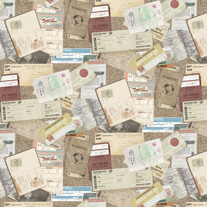 Clothworks - Explore - Collage Taupe - 1/2 YARD CUT