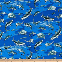 Load image into Gallery viewer, Hoffman - Royal Sharks - 1/2 YARD CUT

