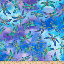 Load image into Gallery viewer, End of Bolt - Purple Dragonflies w/ Metallic - 1 yd 14&quot;
