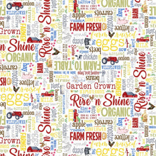 Load image into Gallery viewer, Kanvas - Farm Fresh - Words on White - 1/2 YARD CUT
