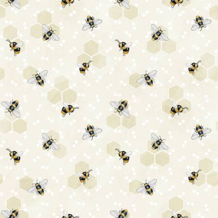 Henry Glass & Co - Bee You! - Cream Bees - 1/2 YARD CUT