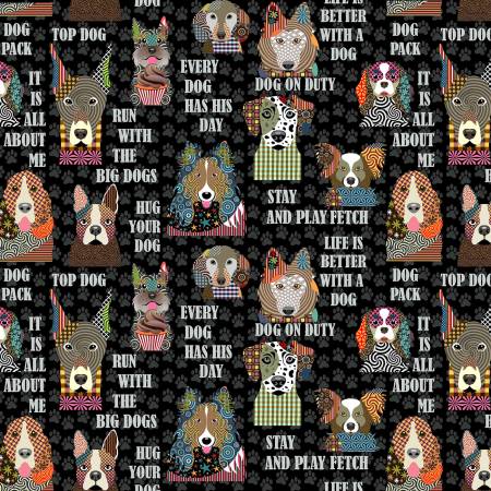 Print Concepts Inc - Life is Better with a Dog What's the Word - 1/2 YARD CUT