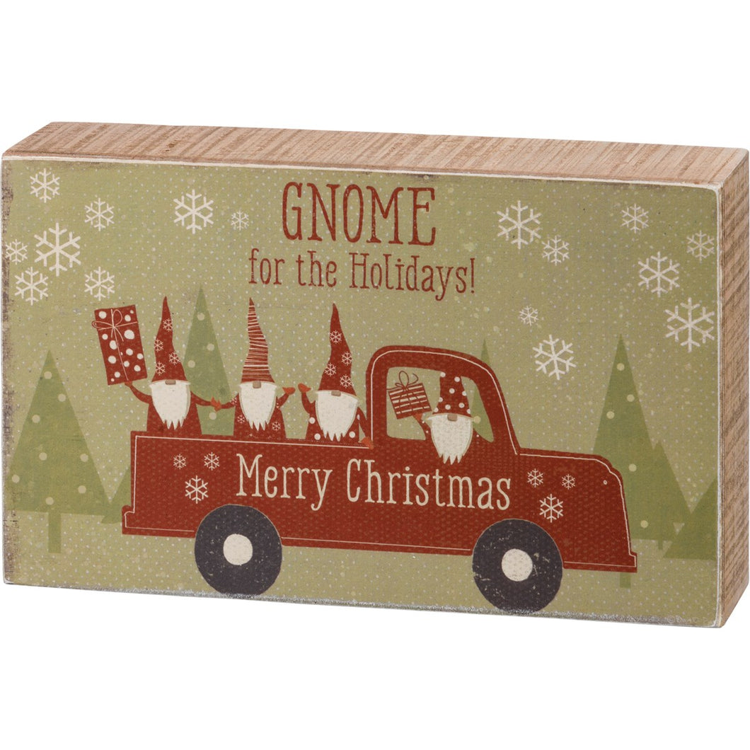 Gnome for the Holidays Box Sign
