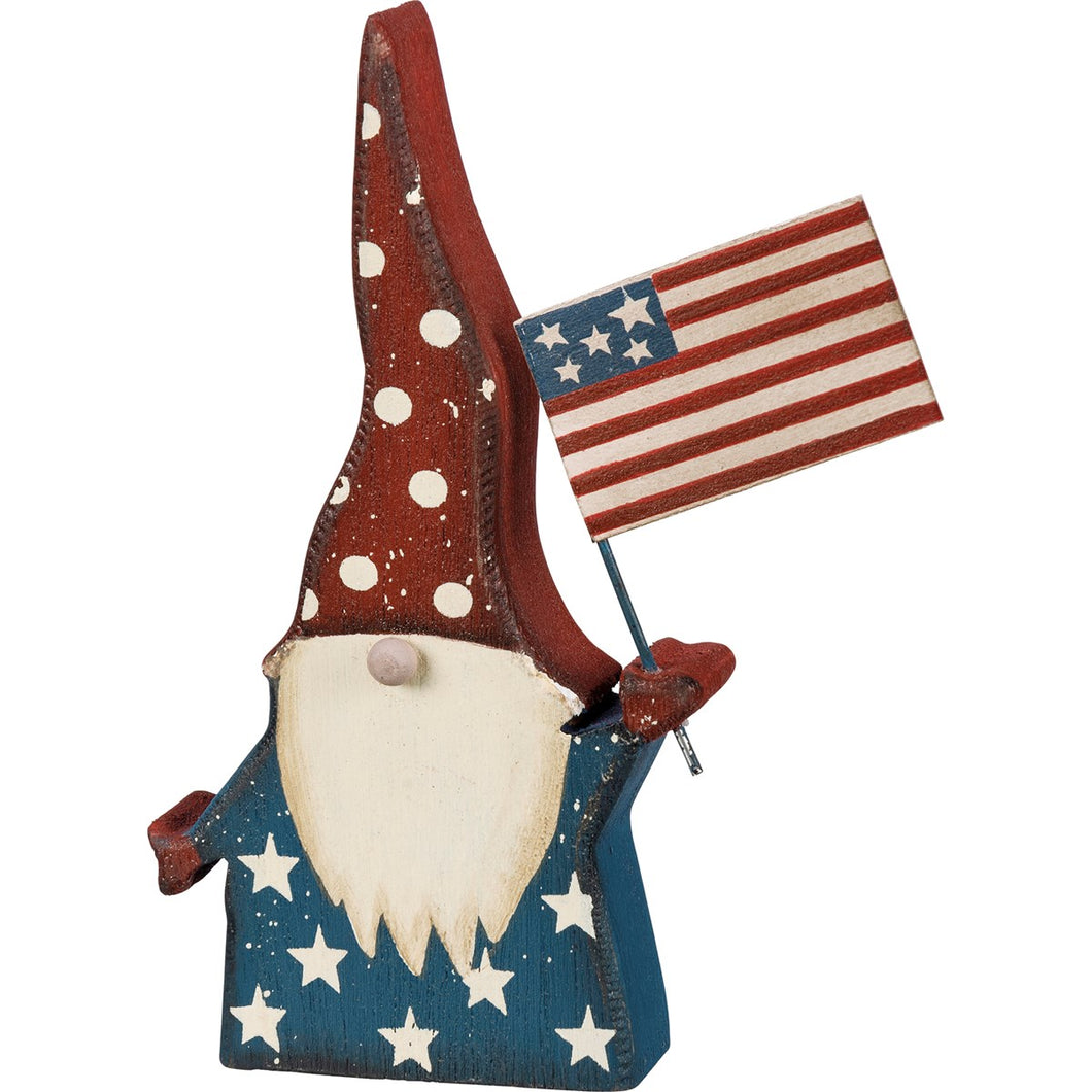 Gnome & American Flag Shelf Sitter