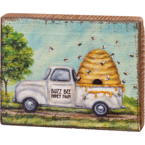 Bee Buzz Honey Farm Truck Block Sign