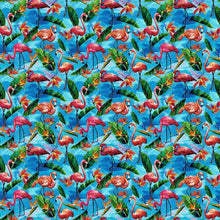 Load image into Gallery viewer, Paintbrush Studio - Fabulous Flamingos - Blue - 1/2 YARD CUT
